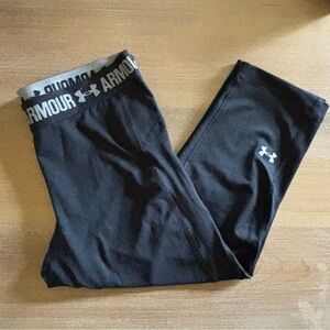 Under Armour Black Capri Logo Waistband Mesh Inset Active Leggings, Size M